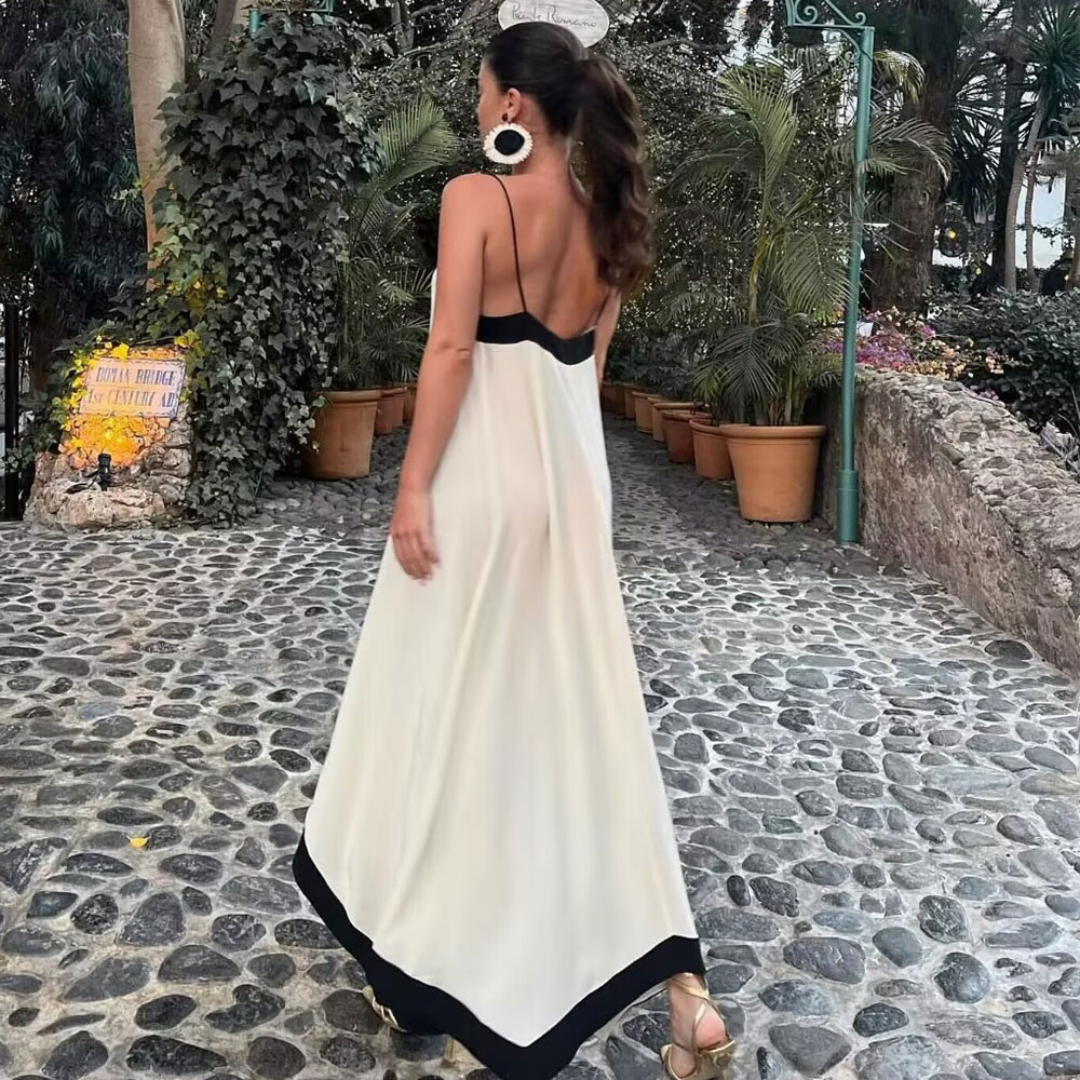 vestido casual longo com alças finas