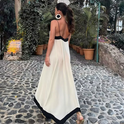 vestido casual longo com alças finas