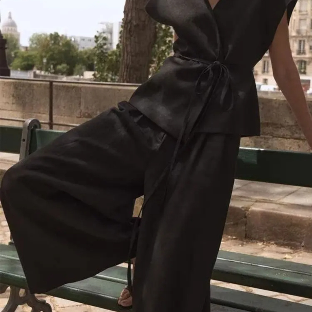 Conjuntos de Colete e Calça Casual Sólida Feminina